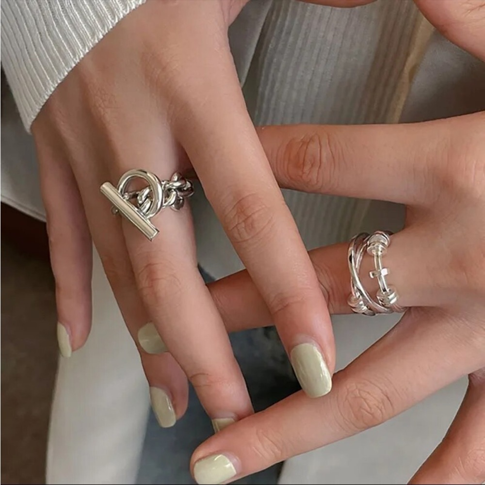 Set New chunky anti- anxiety sterling silver rings